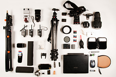 an array of camera accessories