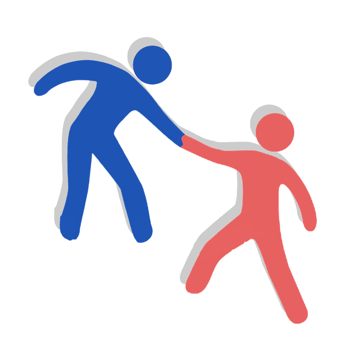 Stick people helping each other